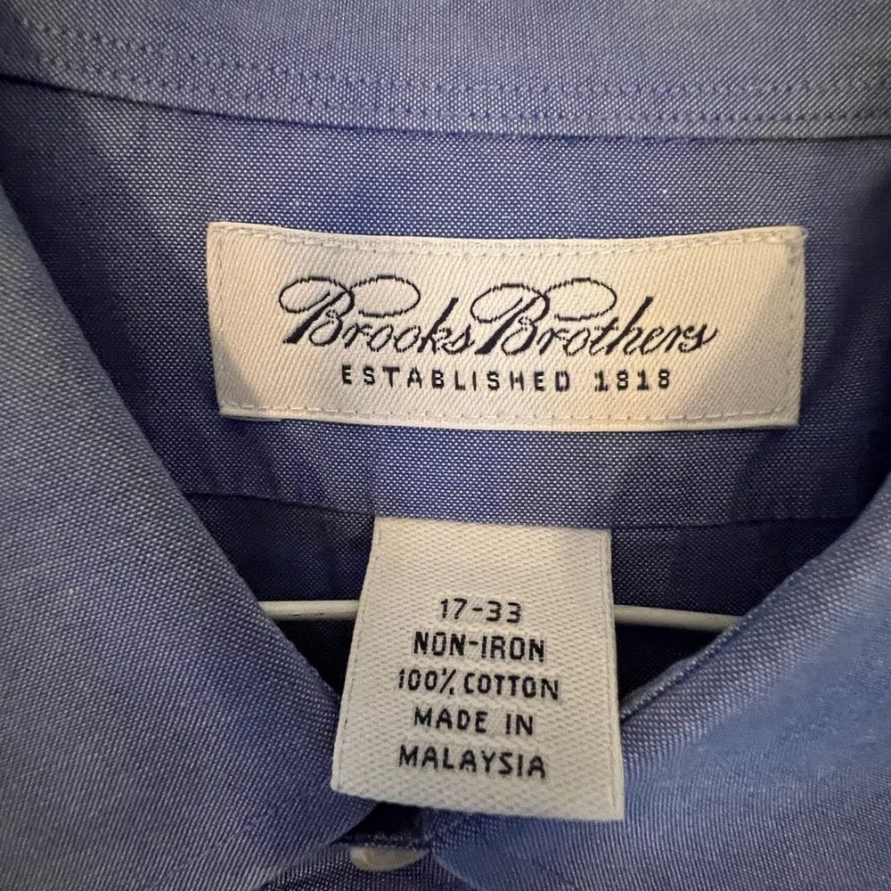 Brooks Brothers 346 Solid Blue Solid Non Iron Dre… - image 3